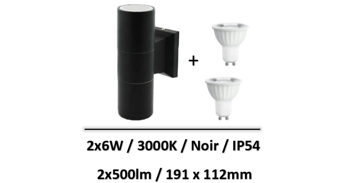 Applique Murale LED Extérieur IP65 Double Faisceau 14W CCT Interrupteur De 3000K à 65000K Luminaire Rectangulaire Entrée Jardin 230V BLANC | Leroy Merlin